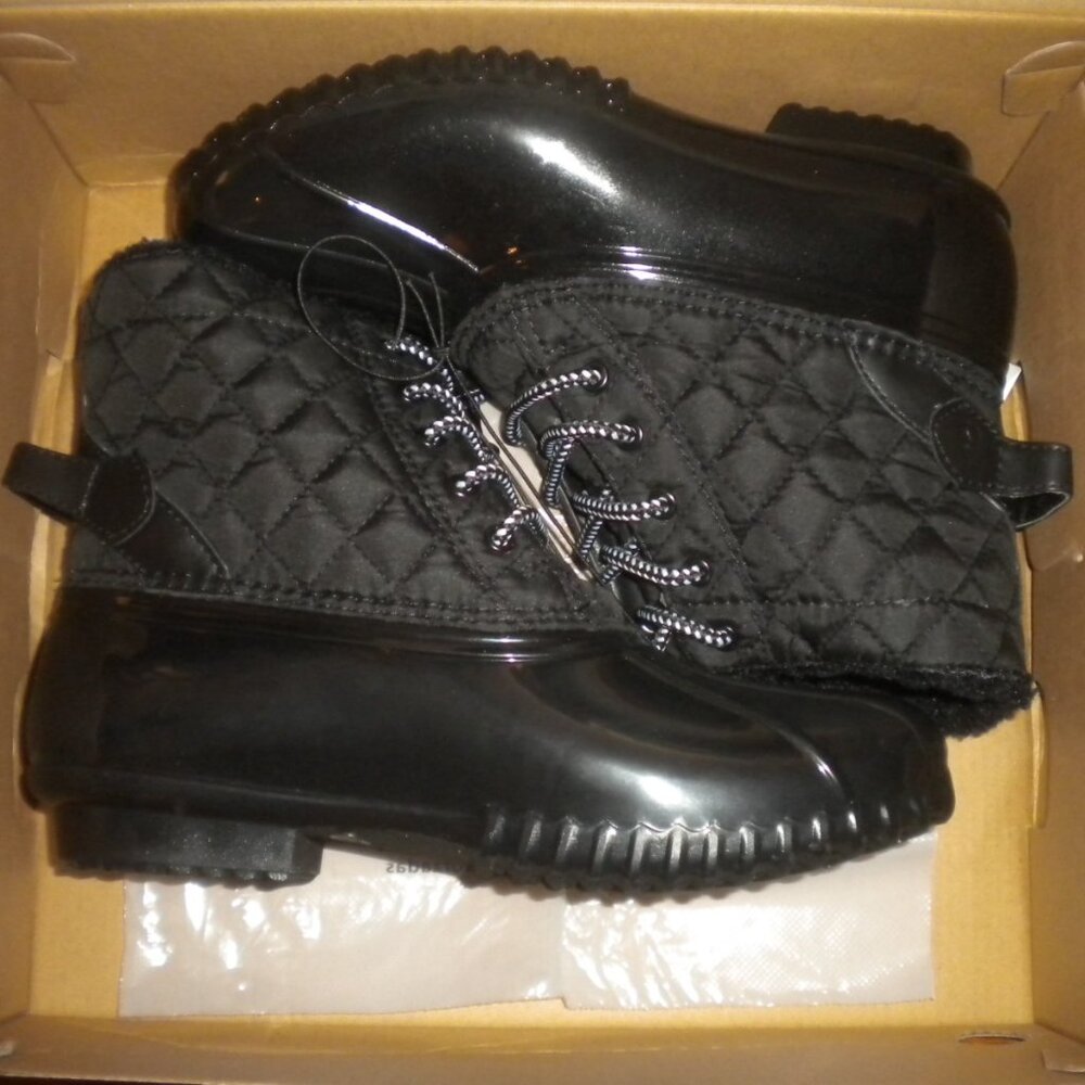 Sporto Women's Size 7 Black Andie Water Repellant Duck Boots NWT - Picture 2 of 7